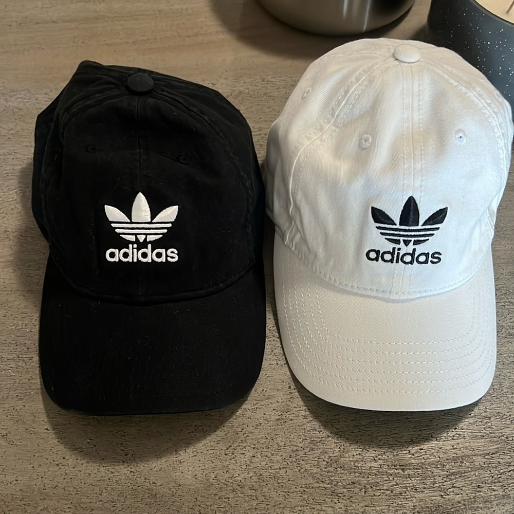 Set of Two (2) Adidas Women’s Baseball Caps Black and White Adjustable